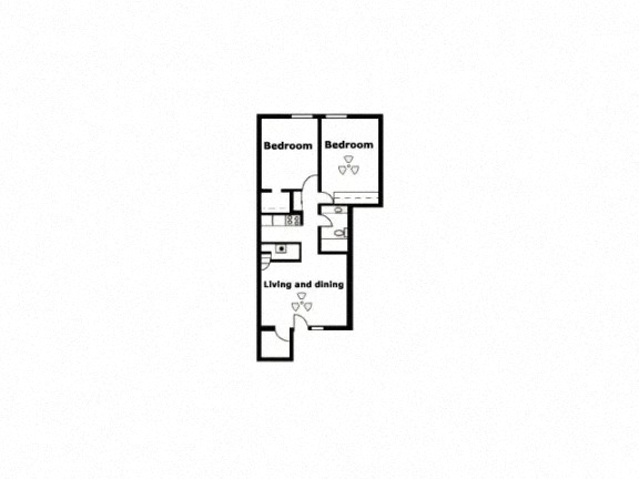 Casa Bella Two Bedroom One Bathroom Floor Plan